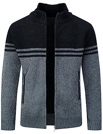 Allthemen Chaqueta Cárdigan de Punto Grueso con Cremallera para Hombre Chaqueta de Ocio de Invierno para Exteriores