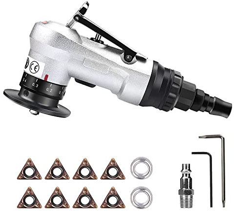 Ksrnsne Mini Pneumatic Chamfering Tool with Replace Blades Inserts and Bearings, 45 Degree Air Chamfer Deburring Tool