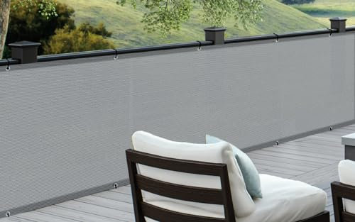COOL AREA Brise-Vue pour Balcon HDPE Couverture de confidentialité Écran,Vent Protection UV Résistant aux,90x400cm,Gris Clair