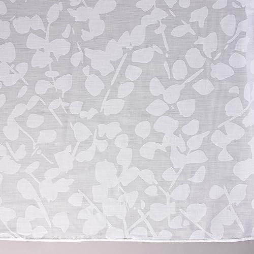 SCHÖNER LEBEN. Ausbrenner Gardinenstoff transparent raumhoch mit Bleiband Blätter abstrakt weiß 3,00m Höhe