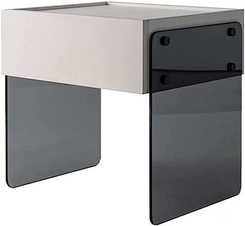SilteD Mesita de Noche, Mesa Auxiliar de Cristal, Mesa Auxiliar pequeña para Dormitorio, Creativa y Sencilla, con un Solo cajón, Armario de Madera, mesita de Noche Present