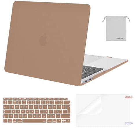 MOSISO Compatible with MacBook Air 13 inch Case M1 2021 2020 2019 2018, Hard Shell for MacBook Air M1 Case 13.3 inch A2337 A2179 A1932 & Keyboard Cover & Screen Film & Storage Bag, Caramel Brown