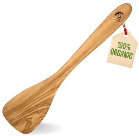 Holzspatel zum Kochen, Olivenholz, handgefertigt, sicher, antihaftbeschichtet, Küchenutensilien, stabiles Wenden von Eiern, Fisch, Zerkleinerer, Einweihungsgeschenke, für Damen und Herren, 30,5 cm (1,