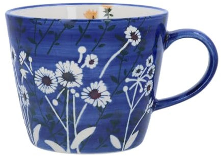 Gisela Graham Navy Wild Daisy Stoneware Mug