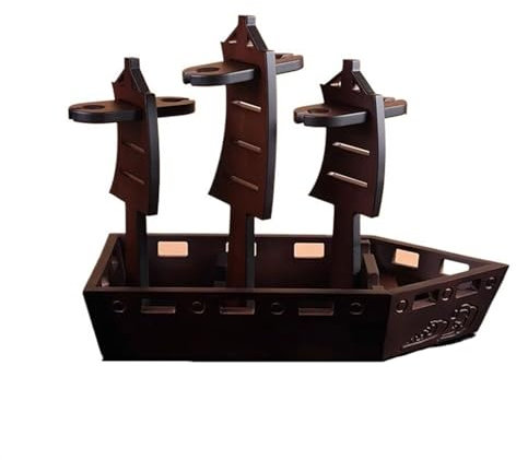 MOOWI Weinregal in Segelbootform, Massivholz, Weinregal, Präsentationsständer, Weinglashalter, umgedrehte Weinflaschen