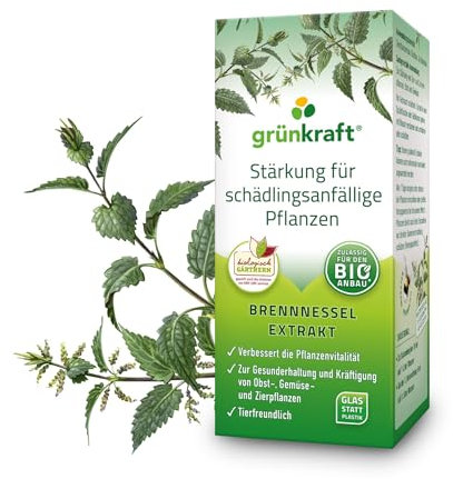 Grünkraft Extracto de ortiga, 200 ml, concentrado para solución de pulverización de hasta 40 l, incluye vaso medidor, fabricado en Austria