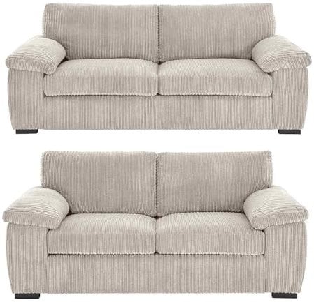 Amalfi jumbo cord fabric formal back sofa set (Cream, 3 and 2 seater set)