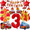 Feuerwehr Deko Kindergeburtstag, 3 Jahre Feuerwehr Geburtstag Deko, 42 Stück Geburtstags Dekorationen,Enthält banner, Feuerwehrauto ballon,Dedruckte luftballons,Flammen ballons,Swirl Decoration