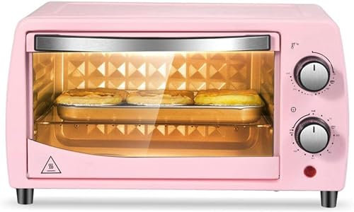 GFXYQPDNV Mini Horno, Mini Horno y Parrilla para Pizza, Horno de encimera, tostadora con recordatorio de Tiempo Que Puede Hornear Pan y Pizza (Color: Rosa 10 L) (Rosa 10 l)