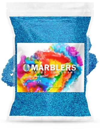 MARBLERS Blue Mica Powder [Marine Pearl] 10oz (280g) | Cosmetic Grade | Epoxy Resin Pigment | Dye | Non-Toxic, Vegan, Cruelty-Free | Lip Gloss, Nails, Body Butter | Bath Bomb, Candle & Soap Making