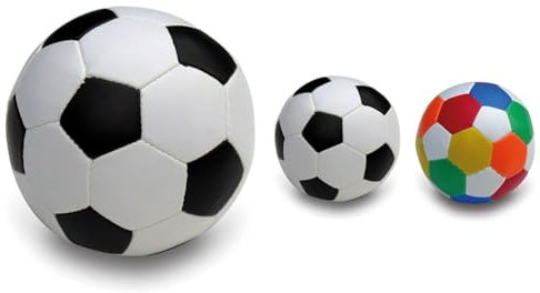 alldoro 60312 Softball Ø 18 cm, Fußball in schwarz/weiß & 60305 Softball Ø 10 cm, 1 Fußball 1 Ball, Softfußball aus Schaumstoff