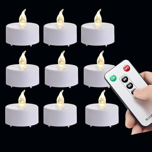 Nancia LED Tea Light Candles with Remote Control,12pack Flickering Flameless Candle,Long Lasting 400+Hours,Battery Operated,with Timer for Home Decoration Seasonal &Festival Celebration WarmWhite