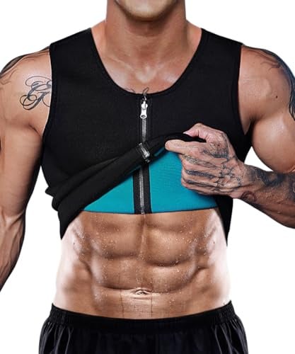 DownLTL Chaleco Sauna Deportivo Hombre Camiseta Fitness Faja Compresión para Sudoración, Reductora de Neopreno con Cremallera