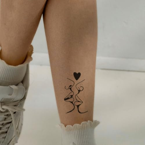 Fake Tattoo Gesicht – Temporalis® | Temporäre Tattoos für Erwachsene – EU-zertifizierte Kosmetik, vegan & wasserfest – Hält 1 bis 2 Wochen [ Gesichter mit Herz ]