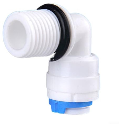 SPORTARC Raccordo a gomito a innesto rapido, 2 tubi da 1/4 x 12 mm filettatura gomito a connessione rapida per filtro acqua/RO, plastica, bianco, confezione da 2