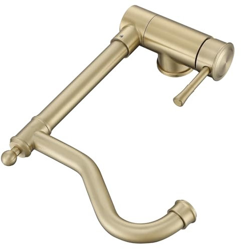 DMOZMSY Style Vintage Robinet Cuisine Rabattable Doré Sous Fenetre Pivotant à 360°Mitigeur Cuisine Rabattable En Acier Inoxydable(Or Brossé)
