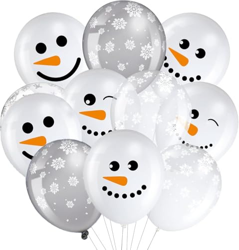 25 Stück Winter-Schneeflocken-Luftballons – 30,5 cm transparentes Latex-Ballon-Set für Weihnachten, Geburtstag, Babyparty, Hochzeit und Winter-Party-Dekorationen