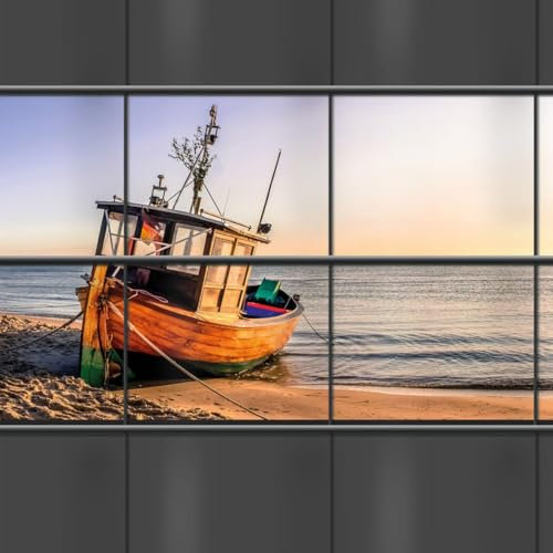 M-tec Sichtschutzstreifen bedruckt | Motiv Beach Romantica 1er Pack für Doppelstabmattenzaun | Küstenmotiv Zaunstreifen | Zaunblende, Sonnenuntergang, Sunset