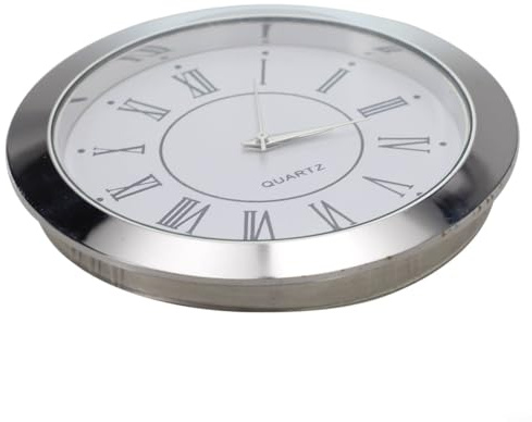 Mini-Uhr-Einsatz, 55 mm, rundes Quarzwerk mit römischen Ziffern, für DIY-Uhren, Bastelprojekte (silberfarben, römisch)