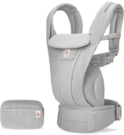 Ergobaby Omni Deluxe Porte-bébé tout-en-un pour les nouveau-nés dès la naissance jusqu'à 20kg, porte-bébé ergonomique en mesh 4 positions, dorsal, porte-bébé de voyage, Pearl Grey