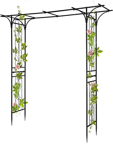 Outopee Garden Arch Trellis, Heavy-Duty Steel Frame Support Arbour Archway for Climbing Plant, Rose Vines, Vegetables, Outdoor Decoration for Lawn Backyard Party Wedding, Flat Top