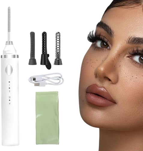 3 in 1 Elektrische Wimpernzange mit Tasche, Beheizte Wimpernzange 5s Aufheizen, Beheizter Wimpernformer mit 3 Temperature, 3 Bürstenköpfen & 3 Lockenmodi, Perfekt für Anfänger und Makeup-Profis
