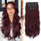 BARSDAR Clip in Extensions Rot 50cm Wellige Clip in Haarverlängerungen für Frauen 5PCs Voller Kopf Hair Extensions Synthetisches Haarteil Haarextension - Dunkel Burgunder Gemischtes