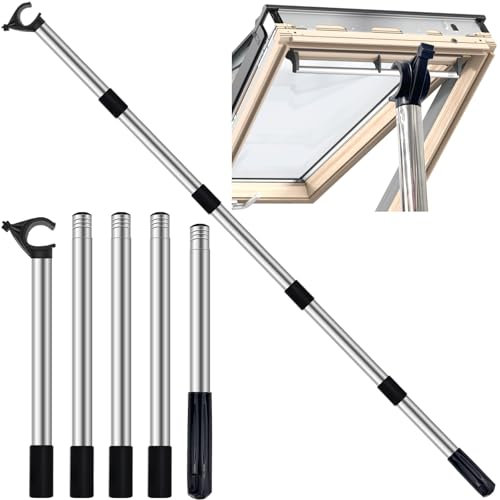 Asta telescopica per lucernario, asta di comando telescopica per l'apertura di finestre di facciata, asta telescopica per finestra da 1,86 m, estensione maniglia per finestre da tetto e tapparelle
