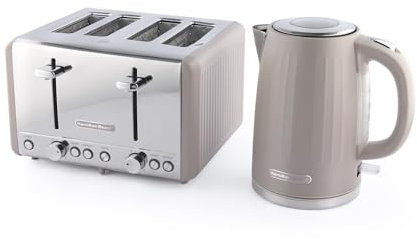 Hamilton Beach Kettle and Toaster Set, Harmony, Electric Kettle 1.7L, Wide Slot Toaster 4 Slice, Boil Dry Protection, 6 Variable Browning Levels, Cappuccino - HBHARMC