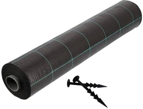 Unkrautvlies Bodengewebe Unkrautfolie Garten Mulchfolie Mulchvlies Matte wasserdurchlässig mit Erdanker Gewebevlies schwarz (1,5m x 40m (BxL))