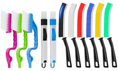 DuDuZui 11PCS Crevice Cleaning Brushes Set, 6 Colorful Gap Cleaning Brush, 3 Hand-held Groove Gap Brush, 2 Dustpan Cleaning Brush, Ideal for Groove Window Door Gap Sink Bathroom Kitchen 