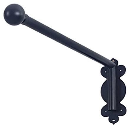 LSyySy Black Door Curtain Rail with Swing Arm Rod, Finials - for Side Panels & Front Door