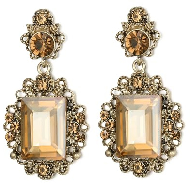 Clearine viktorianischen Stil Aussage baumeln Ohrringe für Damen, beeindruckend glänzenden Kristall inspiriert Smaragd geschnitten Ohrring für Kostüm Party Prom Schmuck Zubehör