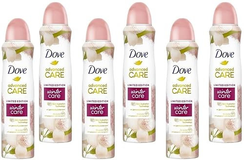 6x Dove Deospray Advanced Care Winter Care,Jasmin & Puderduft Antitranspirant 72 Stunden Schutz weiche Achseln 0% alkohol Deodorant mit Skin Hydration Technology,150ml (6er Pack)
