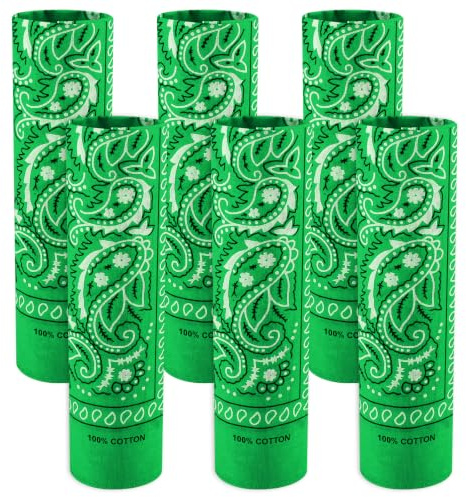 BOUBONI 6 Stück 100% Baumwolle Bandana Paisley Bandanas Vielseitiges Kopftuch Multifunktionstuch Kopftücher Halstücher Damen Männer (Weiß)