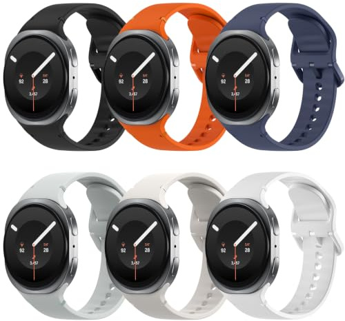 TiMOVO 6 Pack Sport Bands Compatible for Samsung Galaxy Watch 8 40mm 44mm/Galaxy Watch 8 Classic 46mm (2025), Soft Silicone Replacement Strap for Women Men