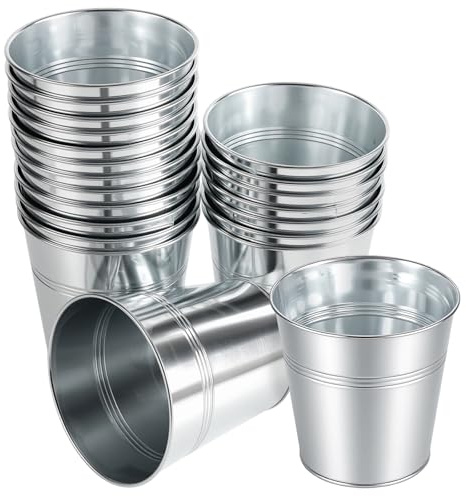 CHEUKYIU 20 Stück Zinkeimer, 11,5 x 11 x 9cm Verzinkte Metalleimer, Mini Blecheimer für Garten, Terrasse und Dekoration
