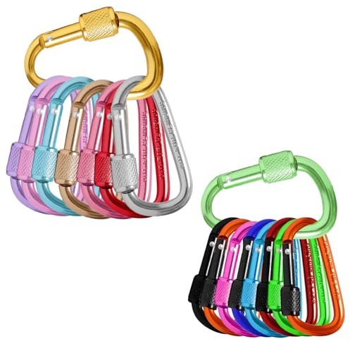 Dagran 17 Stück Karabinerhaken D-Karabiner mit Schraubverschluss Aluminium | Karabiner für Schlüsselbund, Hundegeschirr, Rucksack, Outdoor-Aktivitäten, Camping, Angeln, Wandern, Rucksacktourismus