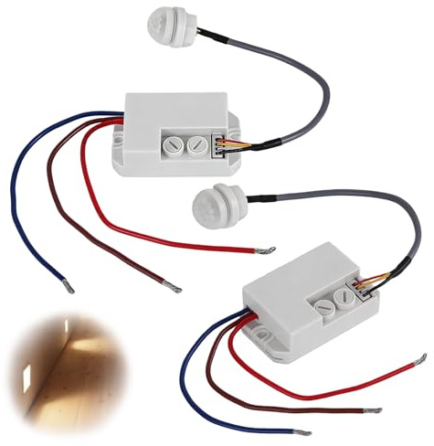 Mini Bewegungsmelder, 2 Stück Automatischer Infrarot-Sensorschalter, Mini Infrarot Bewegungsmelder, Infrarots Sensor Klein Mit Dämmerungssensor Für Den Innen Und Außenbereich (Weiß)