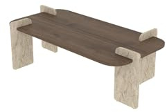 Hanah Home Modern Coffee Table, Walnut & Travertine, 120 x 60 x 35 cm | 100% Melamine Coated Chipboard | Stylish & Functional Design, Easy Assembly