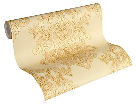 A.S. Création Vliestapete Hermitage 10 Tapete klassisch neo-barock 10,05 m x 0,53 m beige gelb metallic Made in Germany 341434 34143-4
