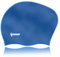 Ipow Hochwertige Silikon Badekappe Bademütze Badehaube für Lange Haare Gesund und Warm Swim Cap (Silberblau)