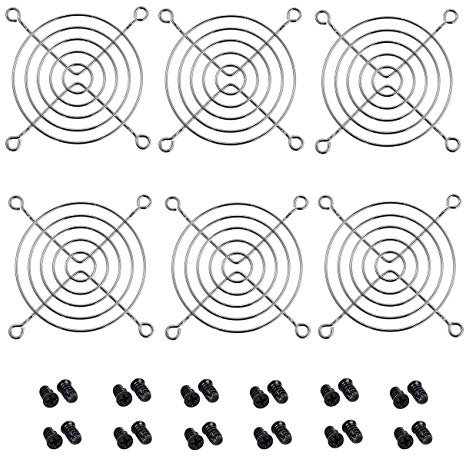 SamIdea 120mm Diameter Black Fan Finger Grill Guard Protector with Screws (Pack of 6)