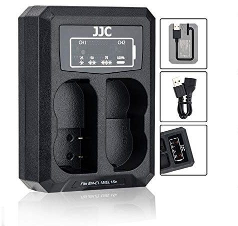 JJC USB Dual Battery Charger Adapter for Nikon D5600 D5500 D5300 D5200 D5100 D3500 D3400 D3300 DF Digital Camera Nikon EN-EL14 / EN-EL14A Batterie
