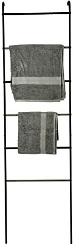 Iris Ohyama Stylish Clothes Rack, Ladder, Black, Hooks Included, Robust Frame, Non-Slip, For Bedroom, Studio, Closet, Space Saving, Clothes Airer, Easy Assembly, PI-O150
