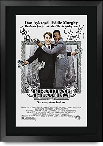 HWC Trading FR A3 Trading Places Eddie Murphy, Dan Aykroyd Gifts, gedrucktes Poster mit Autogramm für Film-Fans – A3 gerahmt