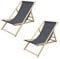 ECD Germany 2er Set Liegestuhl klappbar aus Holz, 3 Liegepositionen, Anthrazit, bis 120kg, Gartenliege Sonnenliege Relaxliege Strandliege Liege Strandstuhl Klappstuhl für den Garten Terrasse Balkon