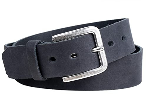 Goldschmidt Trachten Gürtel aus Leder mit silberner Schnalle | Ledergürtel Unisex Herren 4cm Breit | Hochwertiges Echtleder | Made in Germany (Schwarz Velours, 95)