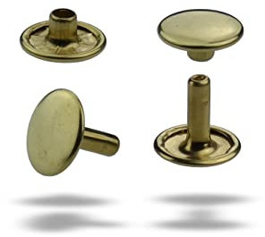 IstaTools Remaches huecos para cuero, doble capuchón de latón, remaches inoxidables para bolsos cinturones de tela (9 x 8 mm, amarillo, 500)