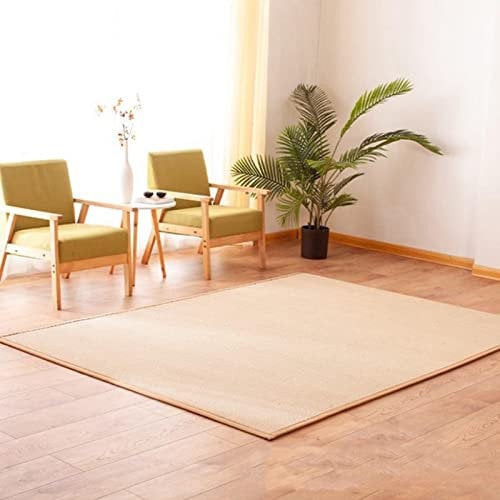 WBBML Geflochtener Bambusteppich Rechteck Naturfasern Bambus Teppich mit Stoffrand rutschfest für Küche, Draussen, Terrasse, Anpassbar (Color : A, Size : 0.5x1.8m/1.64x5.9ft)